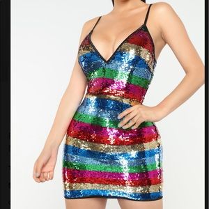 Fashion Nova mini rainbow dress